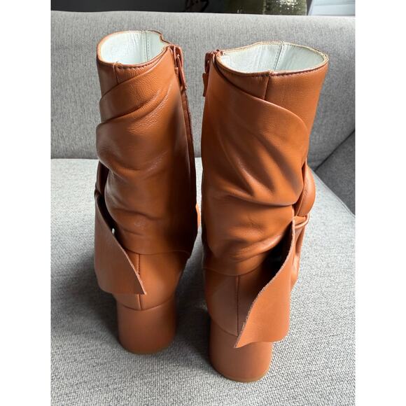 Daniella Shevel Bonnie Lambskin Leather Bootie Hazel Brown Women's 38.5 US 8 - Picture 6 of 16